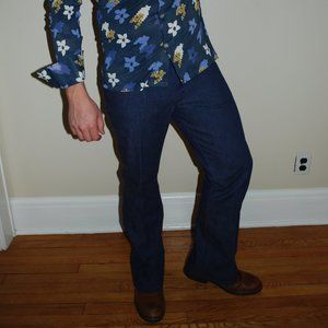 Disco Pants VINTAGE 1970s Bellbottom Blue Jeans